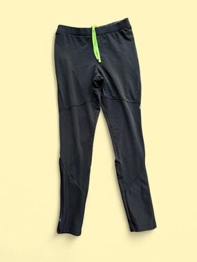 ✨Black running jogger leggings with neon green drawstring✨